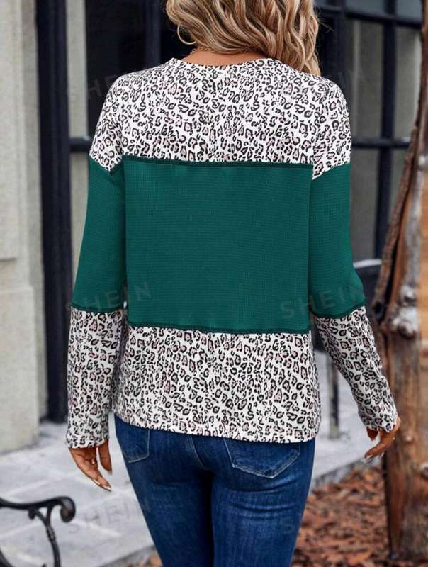Leopard printed Long sleeve  Top: Med