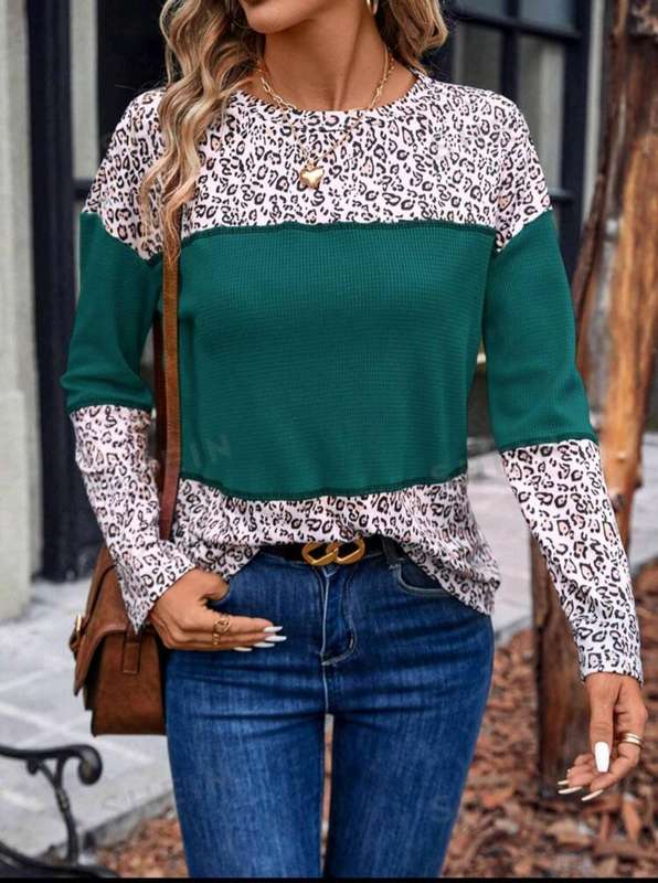 Leopard printed Long sleeve  Top: Med