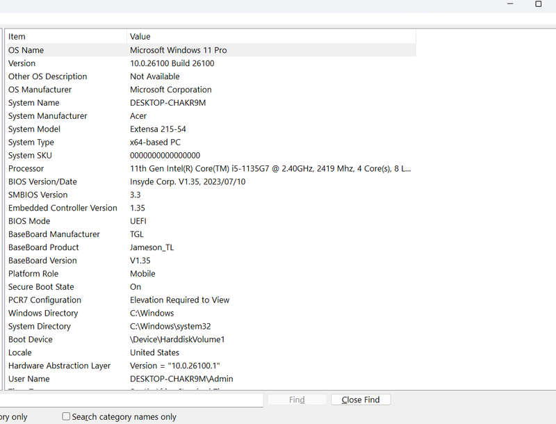 Acer Extendsa  215-54 Laptop