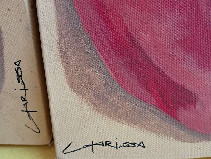 2 x Original (red -  and green pepper) paintings signed by artist