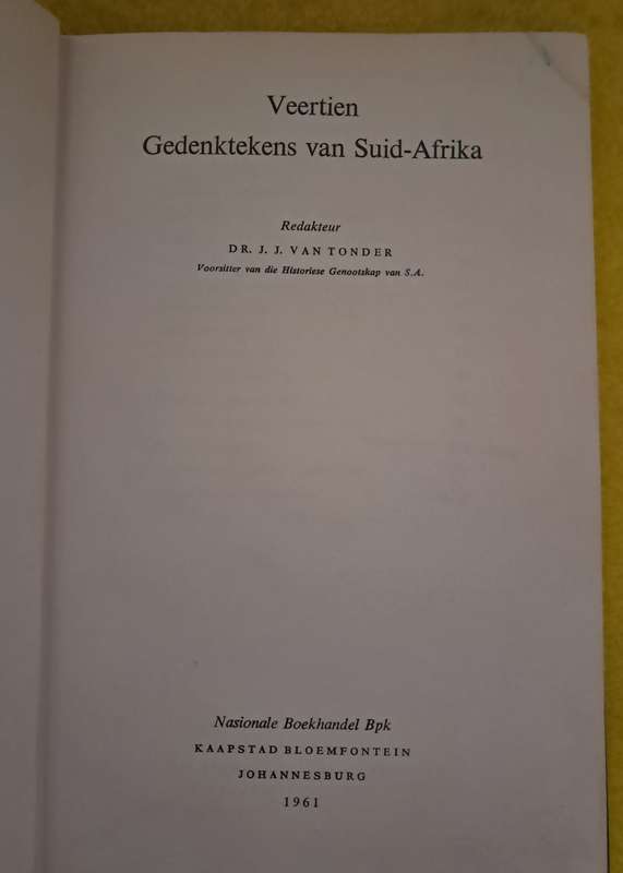 Veertien Gedenktekens van Suid - Afrika - Dr. J.J. van Tonder