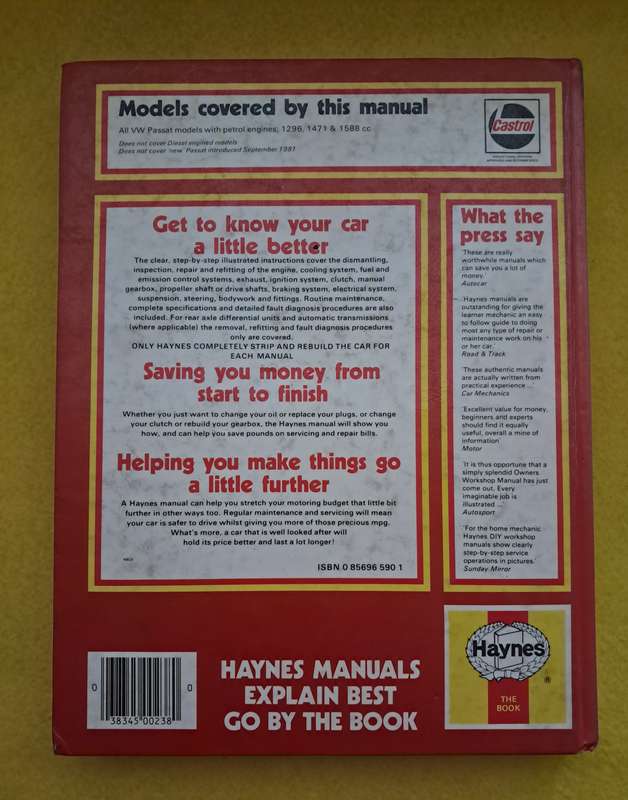 VW Passat Owners Workshop Manual 1973 - 1981 - Terry Davey