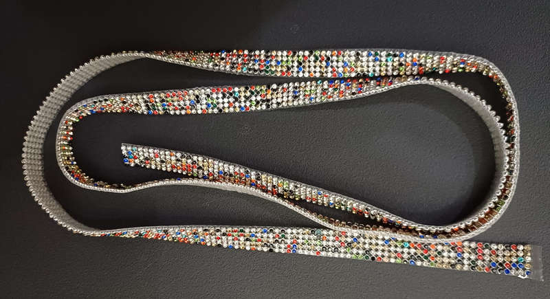 1cm wide multicolour rhinestone strip