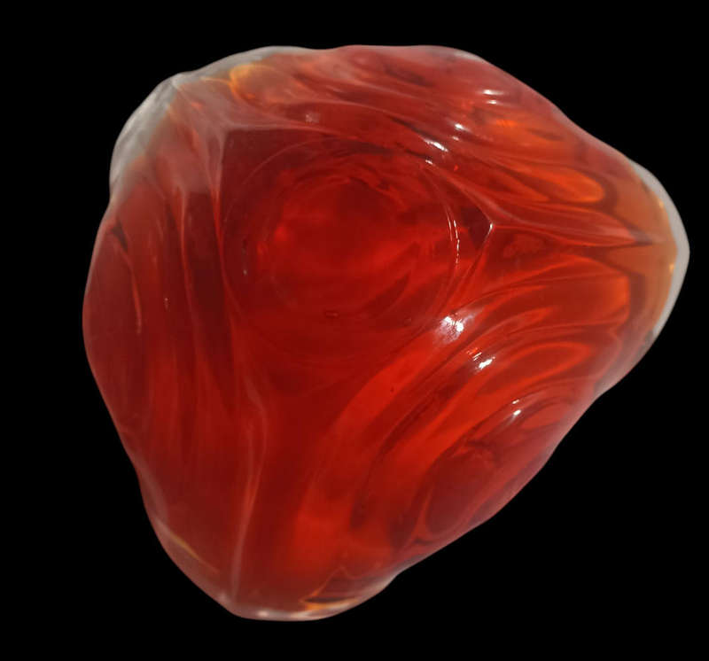 Red Murano Glass Ashtray -no chips/cracks-good condition. Dia. 17 cm x 16 x cm x 7 cm