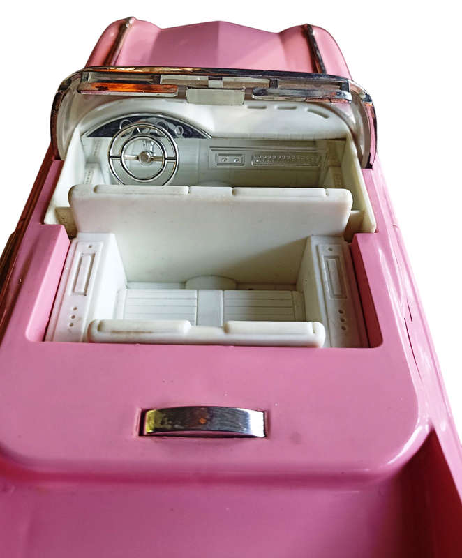 VINTAGE ELVIS PINK CADILLAC CAR- ELVIS  STYLE ALARM CLOCK -ALARM WITH LIGHTS/MUSIC- ALL WORKING