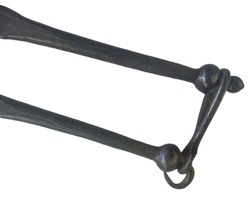 Vintage Long handle cast iron waffle pan-L 62 cm-Dia. of pan 16 cm x 10 cm