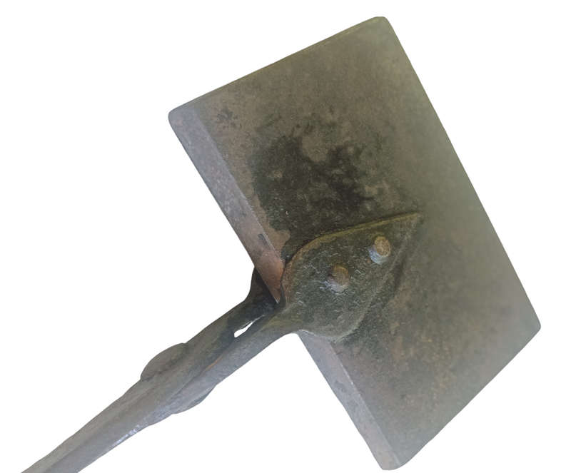 Vintage Long handle cast iron waffle pan-L 62 cm-Dia. of pan 16 cm x 10 cm