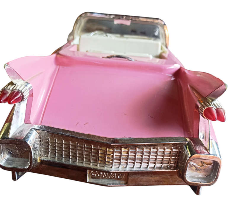 VINTAGE ELVIS PINK CADILLAC CAR- ELVIS  STYLE ALARM CLOCK -ALARM WITH LIGHTS/MUSIC- ALL WORKING
