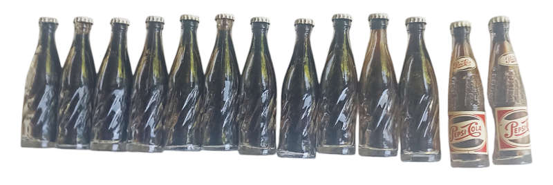 13 Vintage small collectable  Pepsi Cola Miniature Bottles sealed with caps