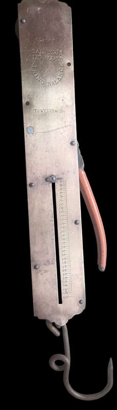 Big vintage 36 cm long Class II Salter`s Improved brass spring balance scale to weigh 60lb-Working
