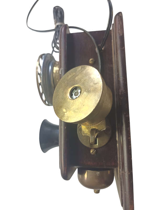 Antique Wall mounted wooden rotary dial Phone GCE Company Made in London England-rewired