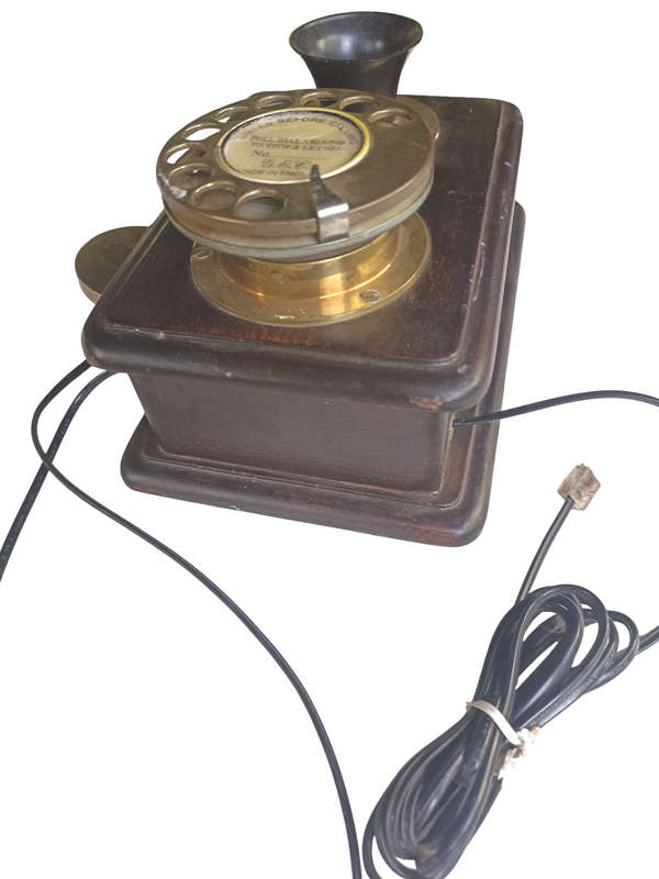 Antique Wall mounted wooden rotary dial Phone GCE Company Made in London England-rewired