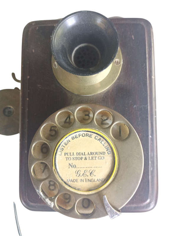 Antique Wall mounted wooden rotary dial Phone GCE Company Made in London England-rewired