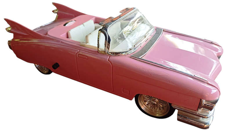 VINTAGE ELVIS PINK CADILLAC CAR- ELVIS  STYLE ALARM CLOCK -ALARM WITH LIGHTS/MUSIC- ALL WORKING