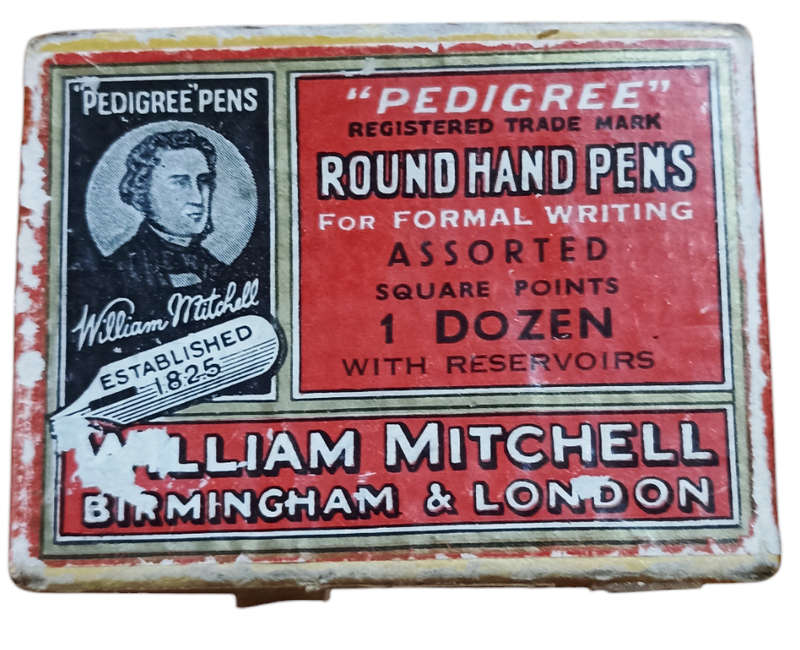 24 x Pedigree-W Mitchell Round Hand Pens assorted square writing points with reservoirs in box