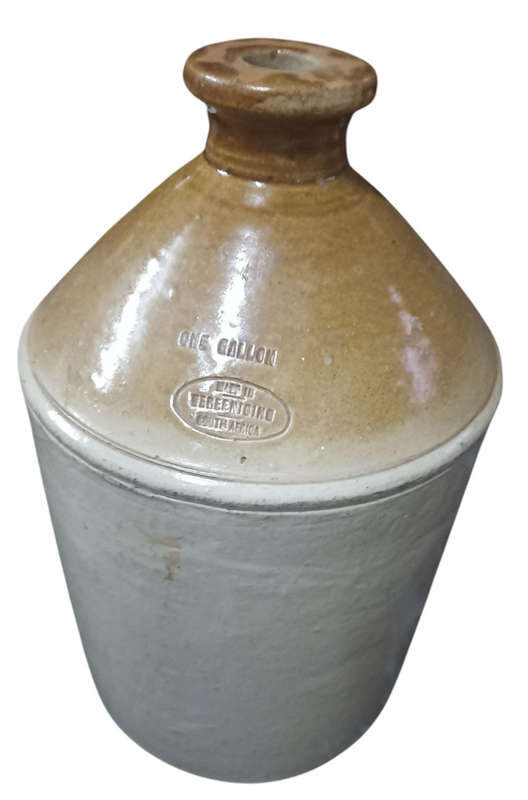 Vintage one gallon -stamped."made in Vereeniging South Africa" iron stone bottle