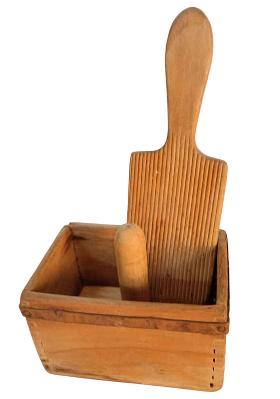 Vintage 1lb wooden butter mould and paddle