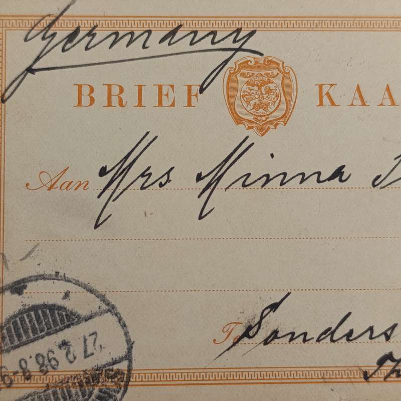 1898 Briefkaart Bloemfontein - Orange Free State to Sondershauzer Thiringer Germany