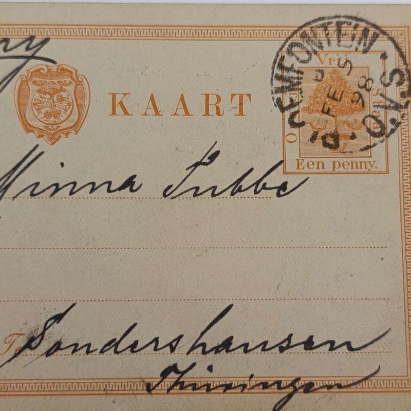 1898 Briefkaart Bloemfontein - Orange Free State to Sondershauzer Thiringer Germany