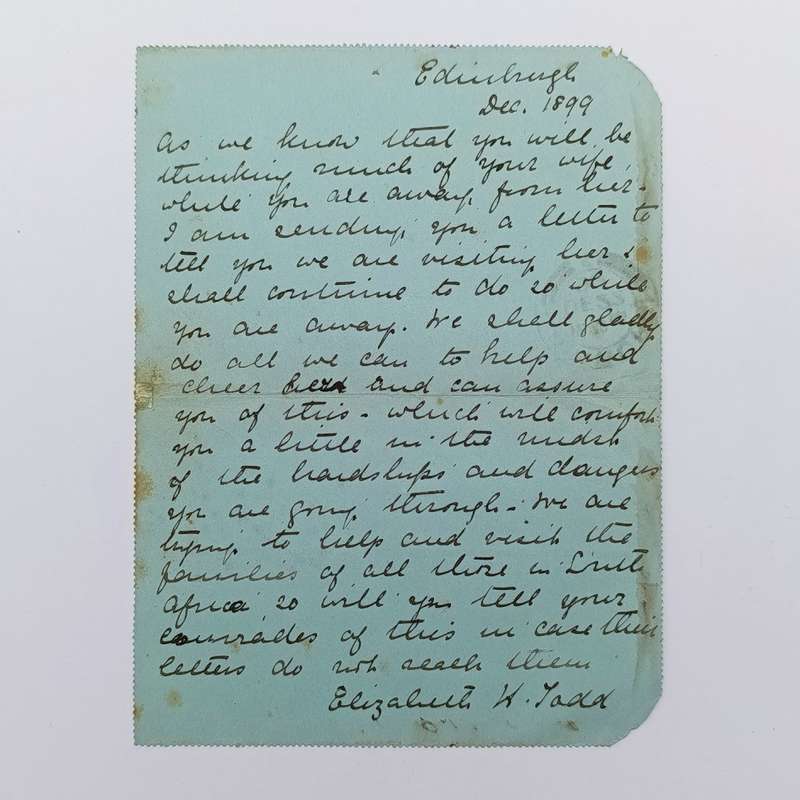 Boer War letter card from Edinburgh Scotland to Pretoria South Africa through Cape Town Durban