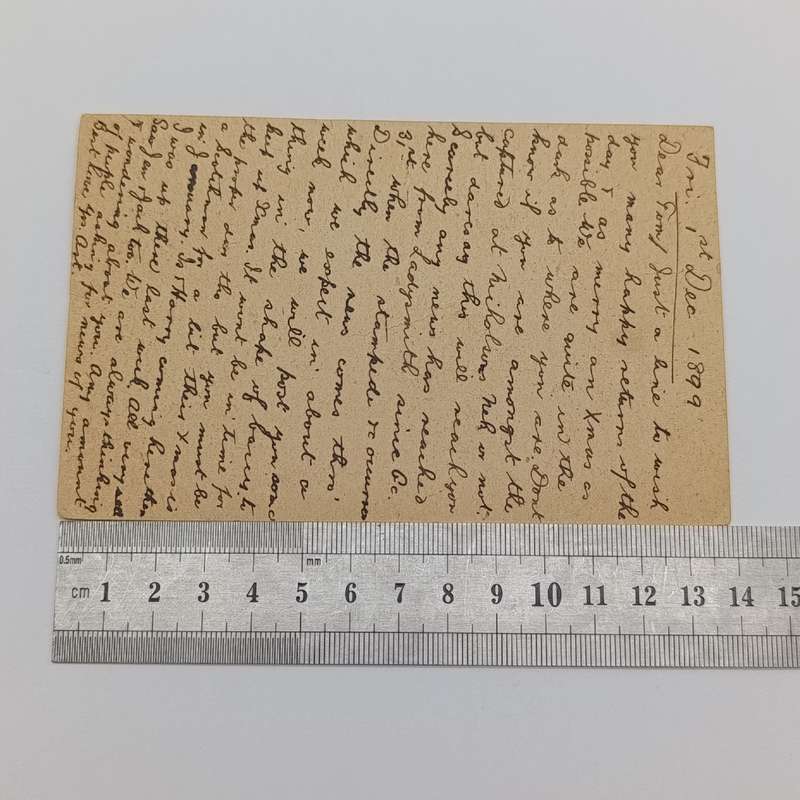 Postal history 1 December 1899 postcard to British P.O.W from Wimborne England