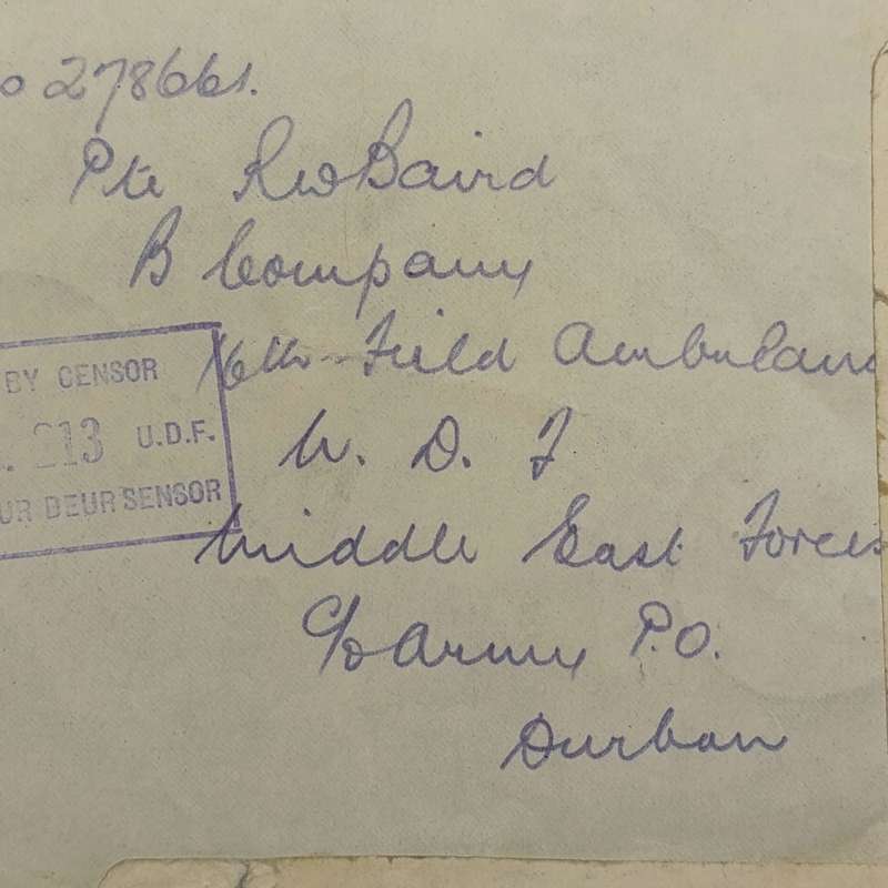 Postal Hist - South Africa 1941 Airmail letter card from Egypt to South Africa