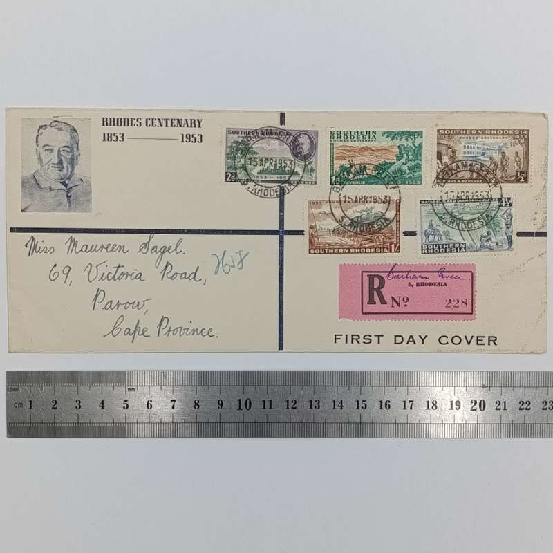 Southern Rhodesia SACC 73- 77 on Rhodes Centenary FDC