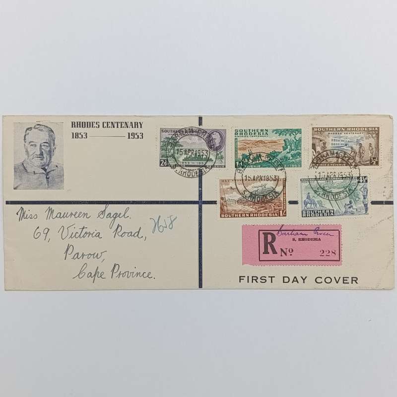 Southern Rhodesia SACC 73- 77 on Rhodes Centenary FDC