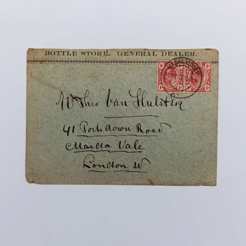 Letter Machadodorp to London, Great Britian May 1907 on printed Bottle State General Dealer envelope