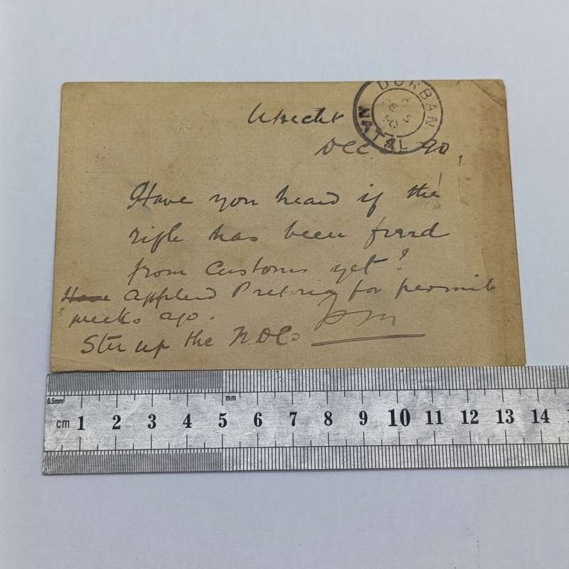 ZAR Briefkaart Utrecht to Durban, Natal 1890 with triangular Utrecht cancellation