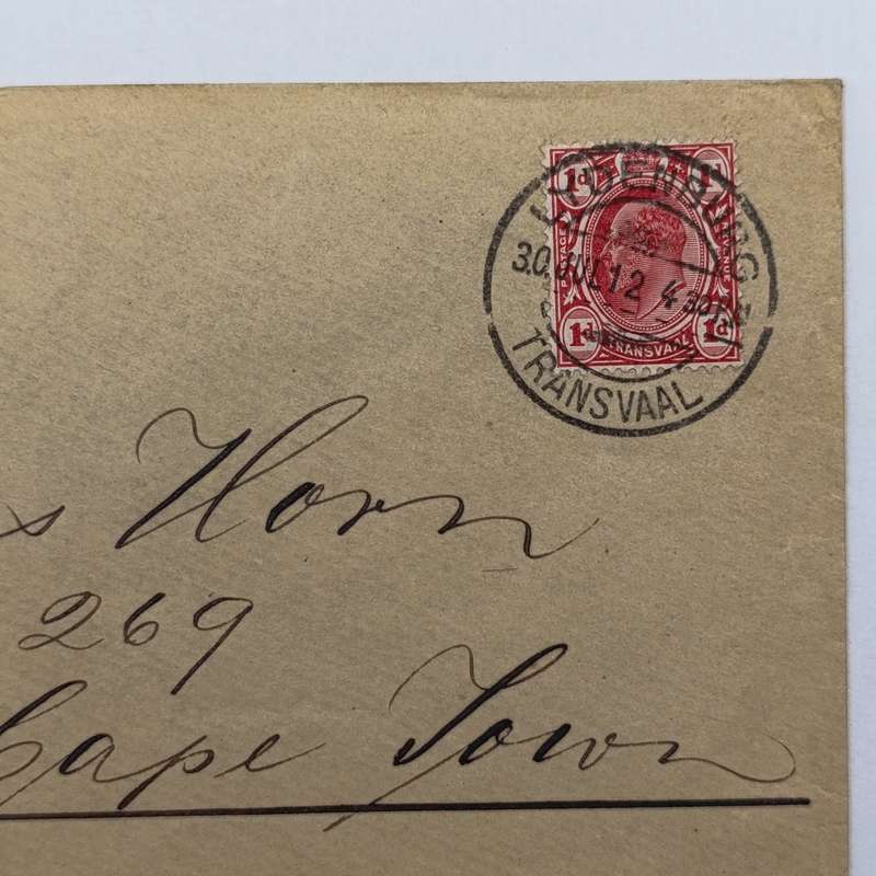 Postal History Letter from Lydenburg Transvaal to Cape Town 30 July 1912 with 1d Transvaal stamp