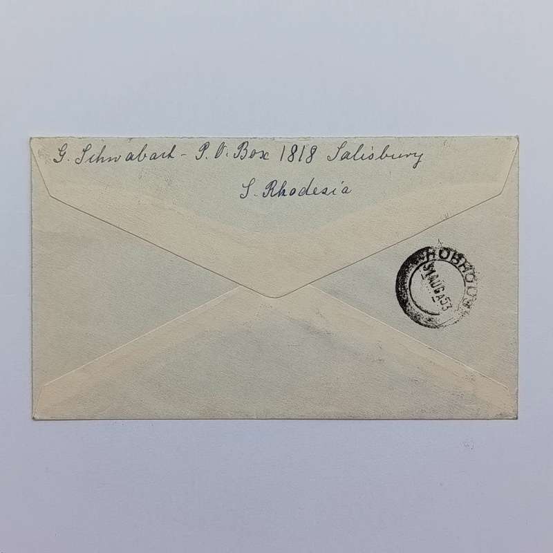 Postal History Salisbury Southern Rhodesia to Hobhouse, Free State with 3 Southern Rhodesia stamps