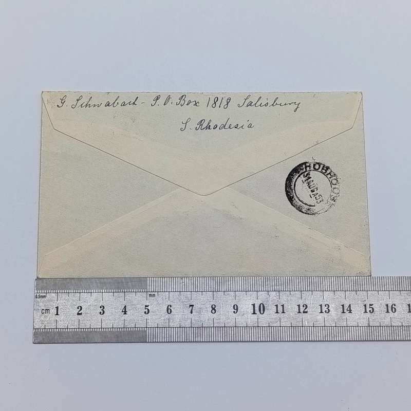 Postal History Salisbury Southern Rhodesia to Hobhouse, Free State with 3 Southern Rhodesia stamps
