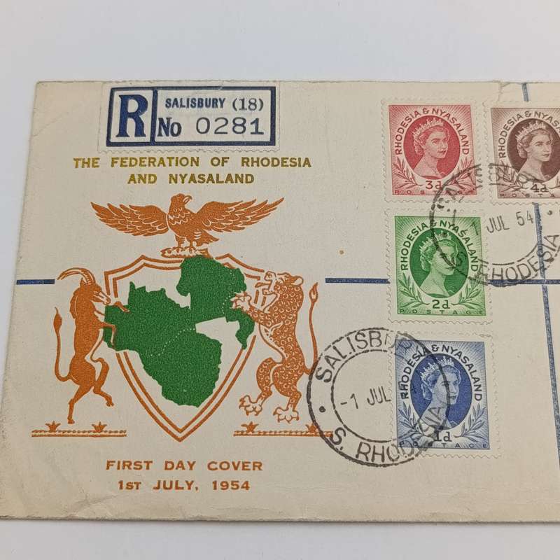 Rhodesia & Nyasaland First day cover with 9 Rhodesian stamps SACC 1-9