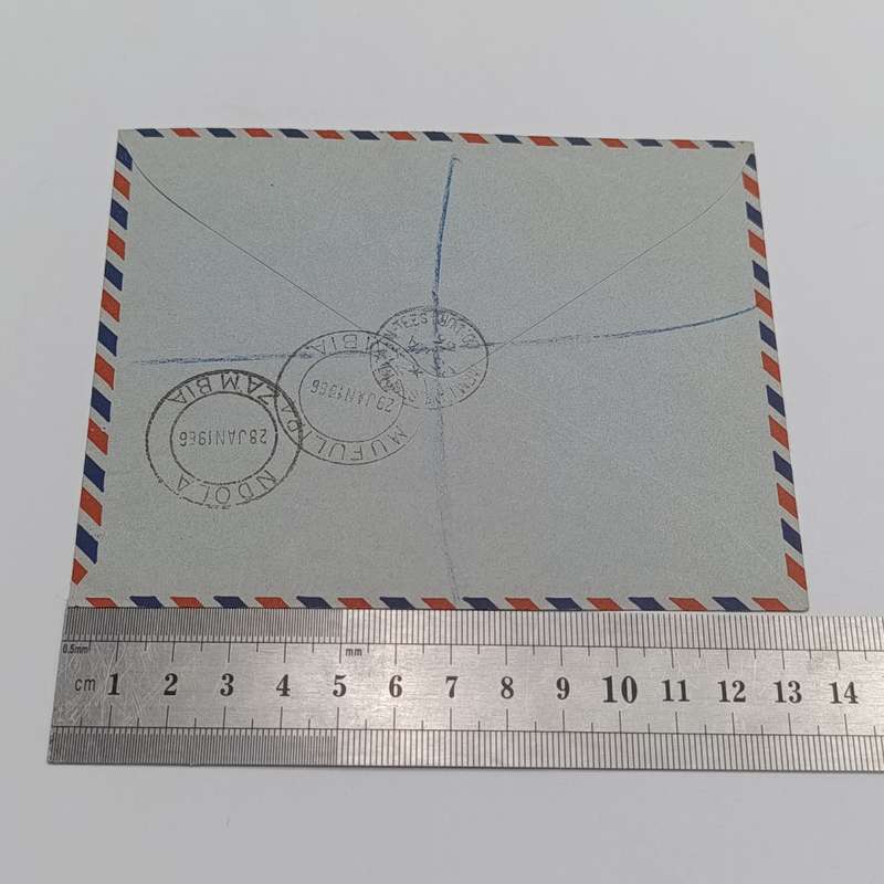 Postal History Registered airmail cover (Canada to Zambia 1966 backstamped Mufulira & Ndola