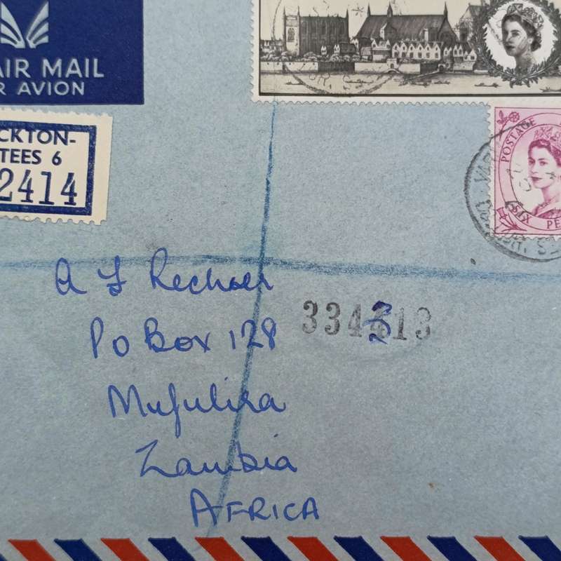 Postal History Registered airmail cover Canada to Zambia 1966 backstamped Mufulira & Ndala