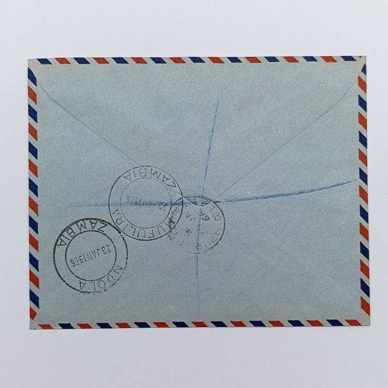 Postal History Registered airmail cover Canada to Zambia 1966 backstamped Mufulira & Ndala