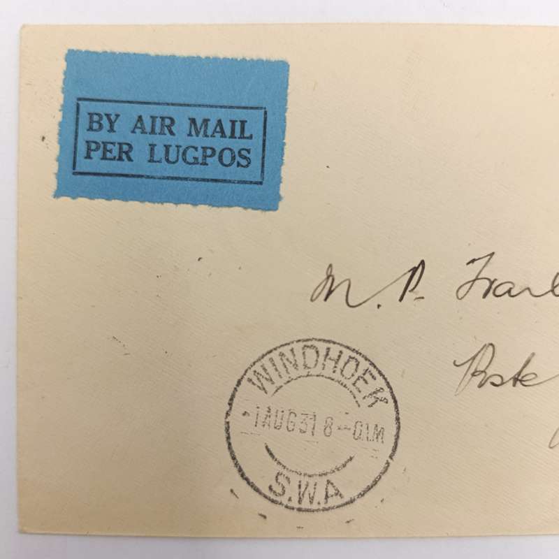 Air Mail cover First flight Windhoek to Okahandja 1 August 1931 with SACC 99 stamp