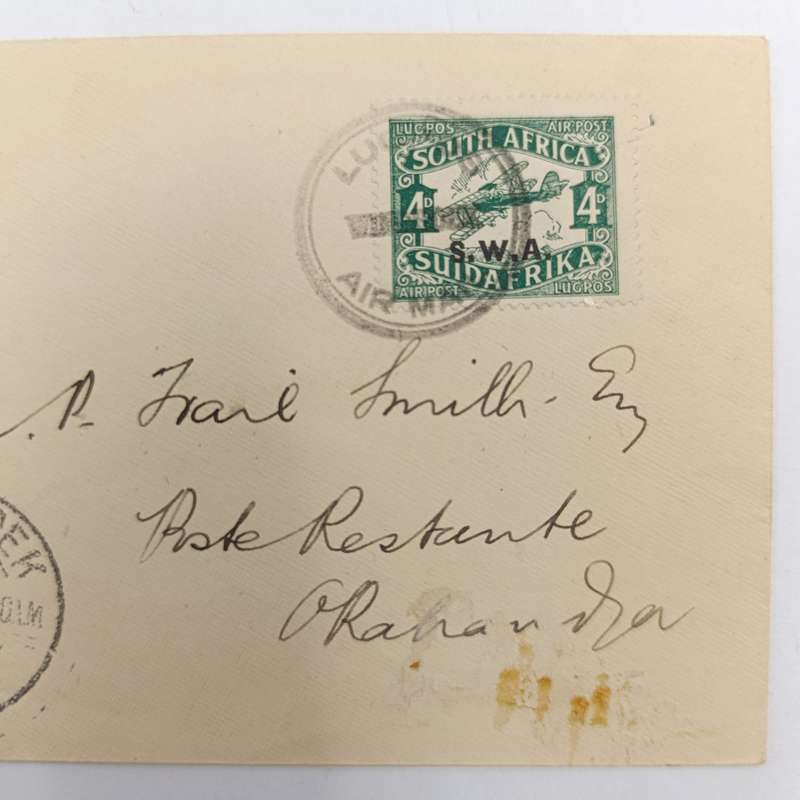 Air Mail cover First flight Windhoek to Okahandja 1 August 1931 with SACC 99 stamp