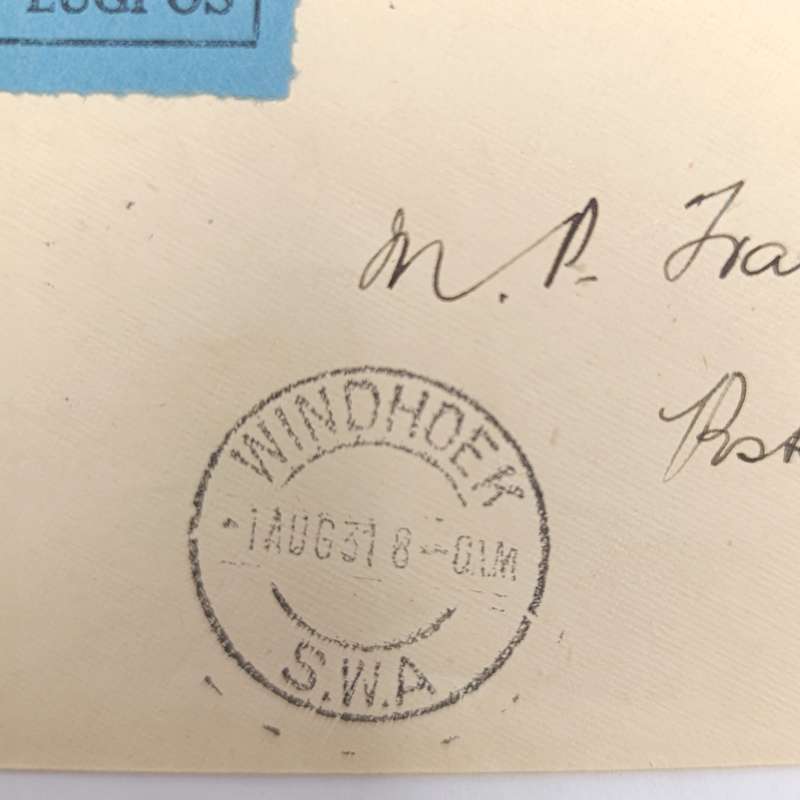 Air Mail cover First flight Windhoek to Okahandja 1 August 1931 with SACC 99 stamp