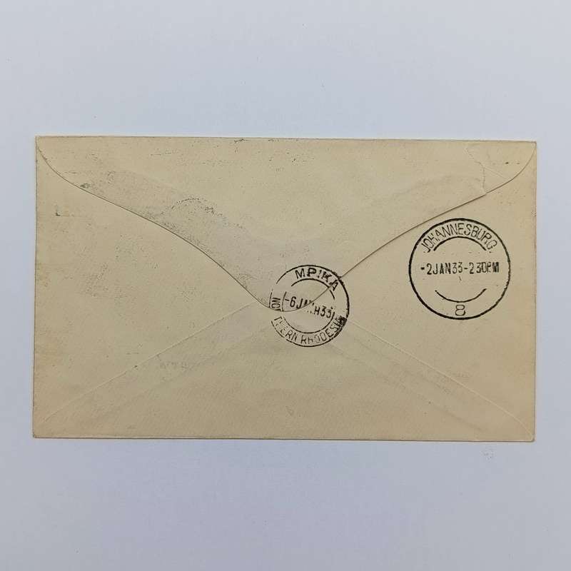 First Airmail flight cover Durban South Africa to Mpika Northern Rhodesia via Johannesburg