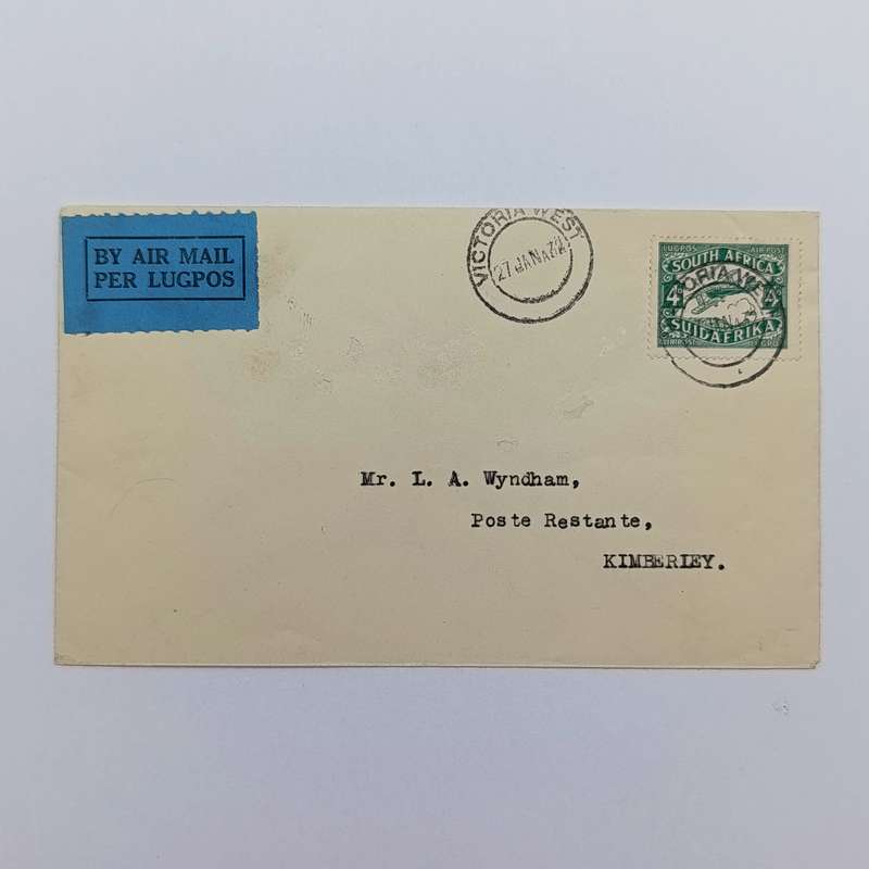 Airmail cover Victoria-West to Kimberley with Victoria West 27 - Jan 1932 cancellation