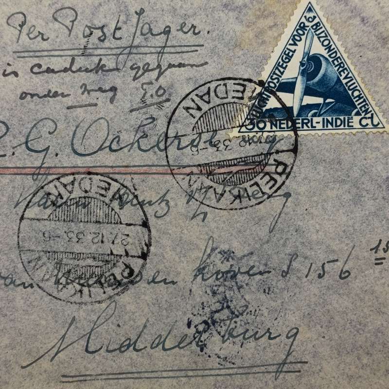 Airmail cover from Serbalawan Dutch East Indies to Middelburg Netherlands 13 December 1933