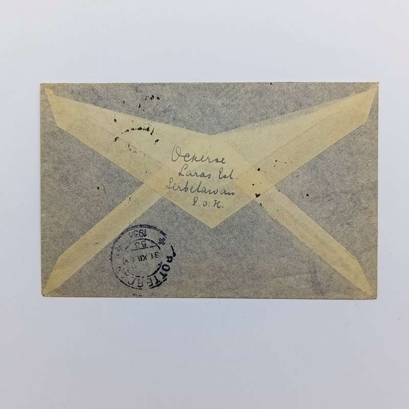 Airmail cover from Serbalawan Dutch East Indies to Middelburg Netherlands 13 December 1933