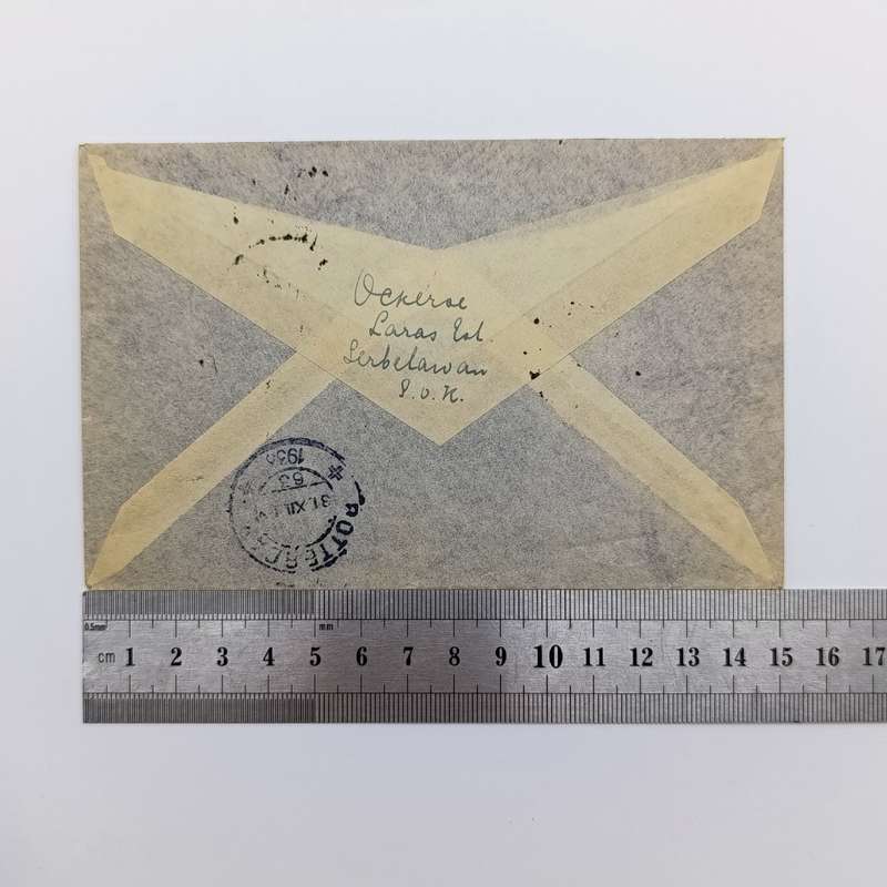 Airmail cover from Serbalawan Dutch East Indies to Middelburg Netherlands 13 December 1933