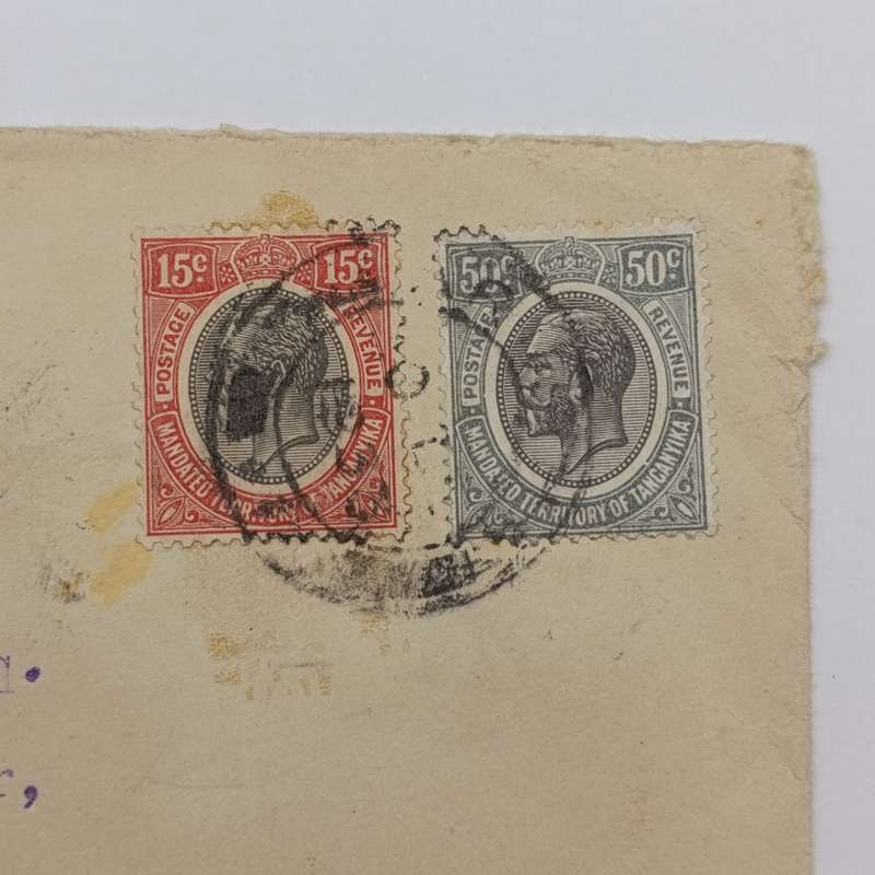 Airmail Cover from Arusha Tanganyika to London United Kingdom with SG 95 and SG 100 stamps