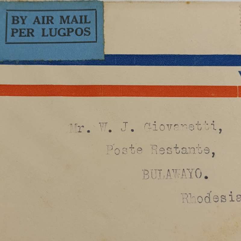 Airmail cover from Pietersburg South Africa to Bulawayo Rhodesia 28 January 1932