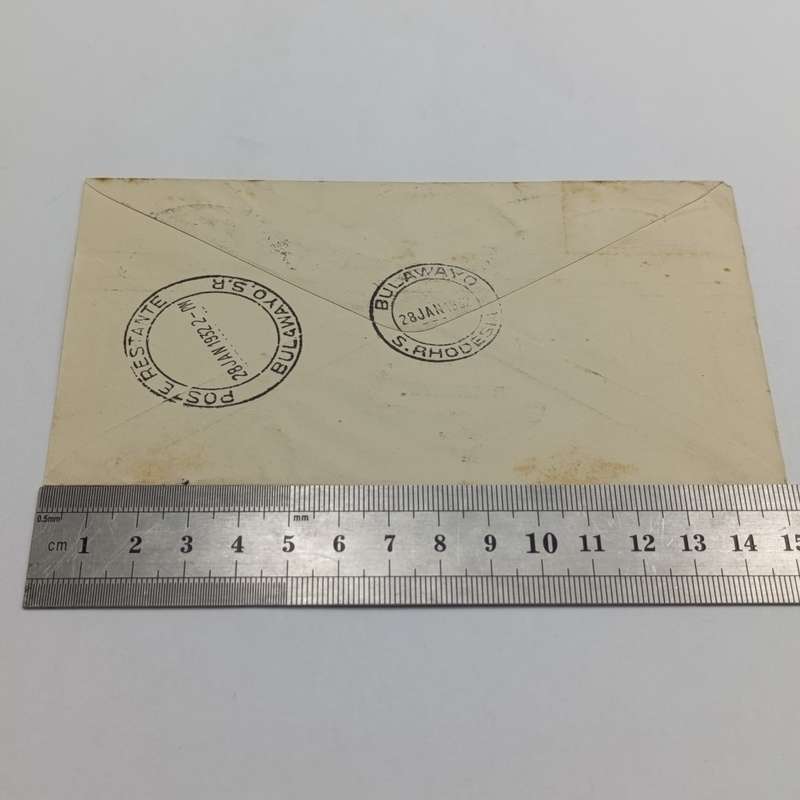 Airmail cover from Pietersburg South Africa to Bulawayo Rhodesia 28 January 1932