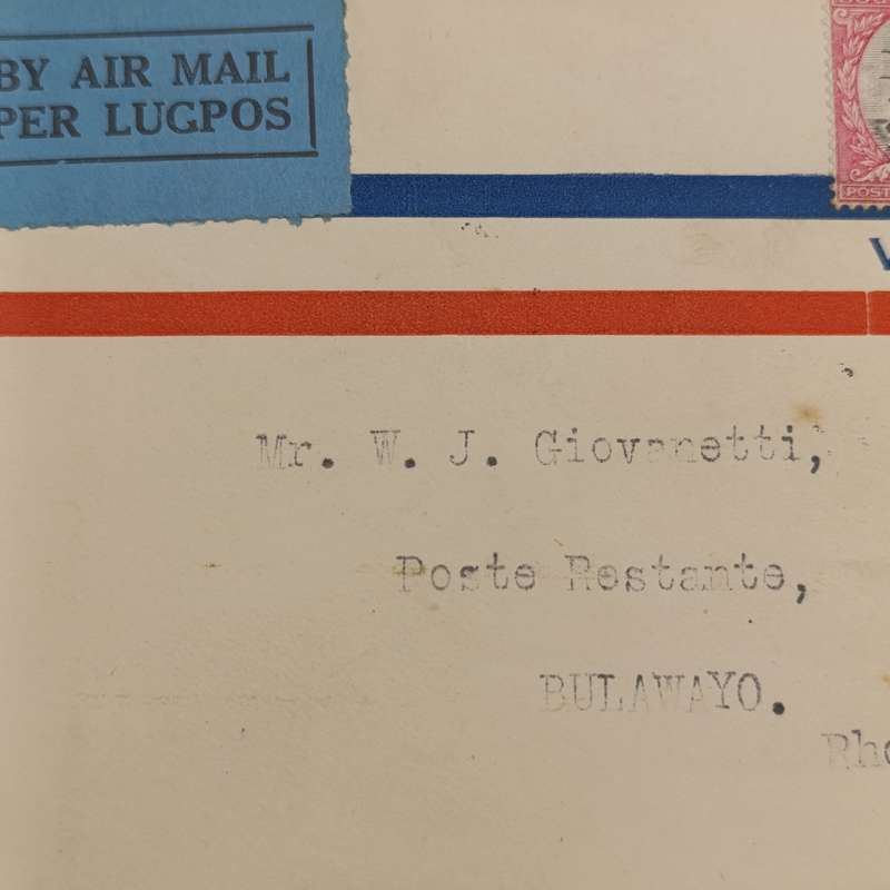 Airmail cover from Pietersburg South Africa to Bulawayo, Rhodesia 28 January 1932 with SACC 40 and S