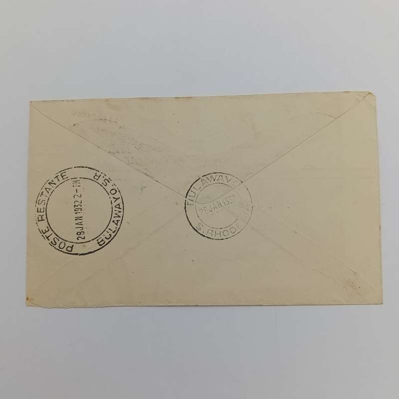 Airmail cover from Pietersburg South Africa to Bulawayo, Rhodesia 28 January 1932 with SACC 40 and S